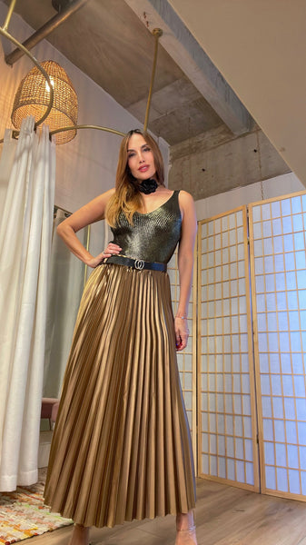 Chia plisse skirt in gold