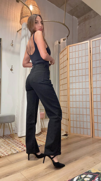 Verona Black Studded Denim