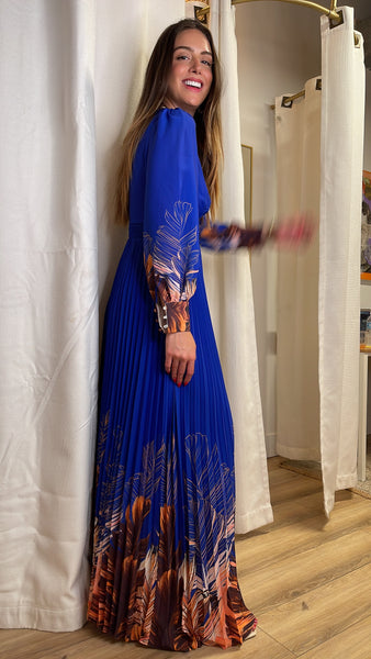 Drea Long sleeve pleated dress