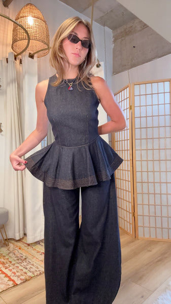 Nova Denim Peplum Set