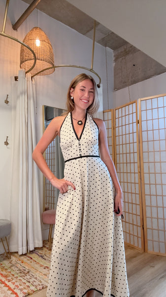 Colette Polka Dot Halter Maxi Dress