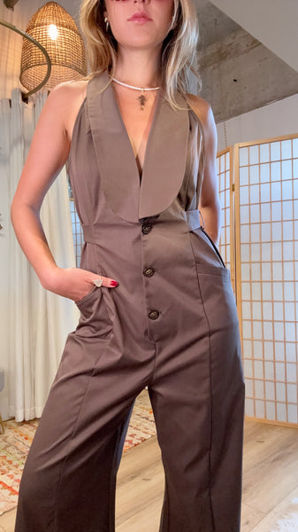 Noa Chocolate Halter Jumpsuit