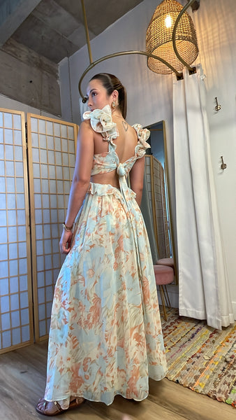 Campbell  floral maxi dress pastel color