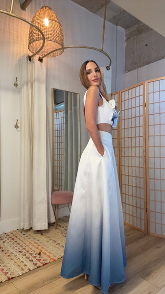 Midnight Bloom Ombre Taffeta Set