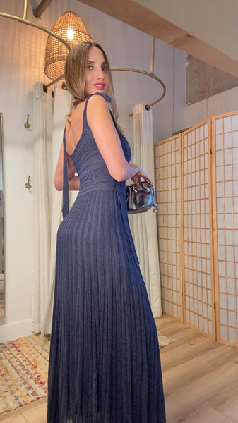 Calista Navy Strappy Dress – Lightweight Lined Skirt Special Event Look