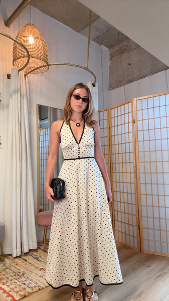 Colette Polka Dot Halter Maxi Dress