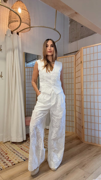 Sorano Embroidered Set – Cotton Vest & Lined Pants