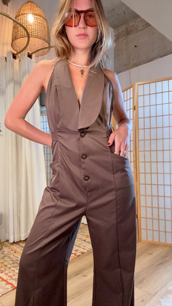 Noa Chocolate Halter Jumpsuit