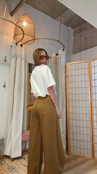 Renata Tobacco Overlay Wide-Leg Pants