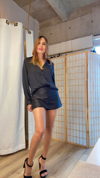 Midnight front button shirt black