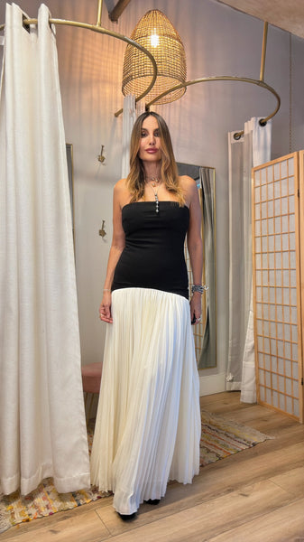 Valentina black and white strappless dress