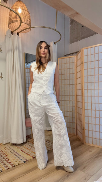 Sorano Embroidered Set – Cotton Vest & Lined Pants