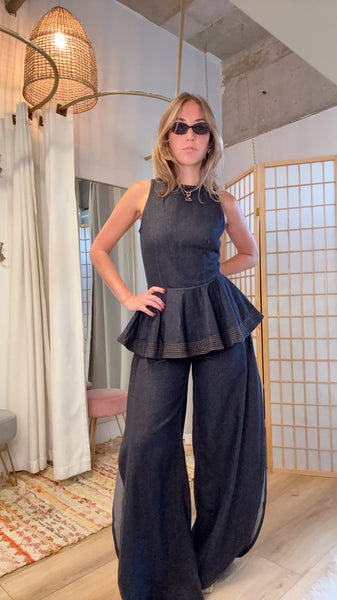Nova Denim Peplum Set