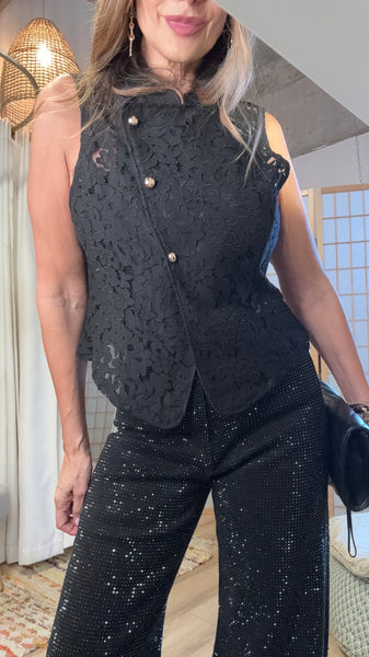 Livia Lace Button Vest