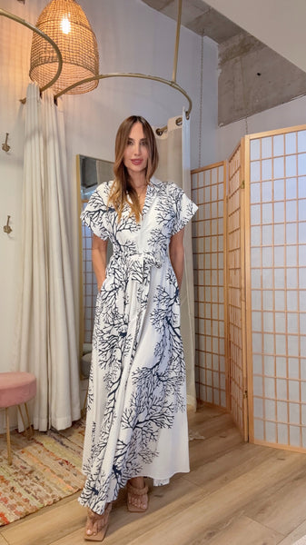 Coral Tide Sash Dress