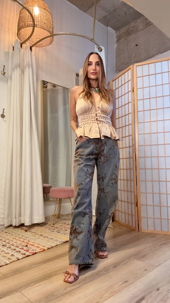 Mocha Bloom Statement Jeans