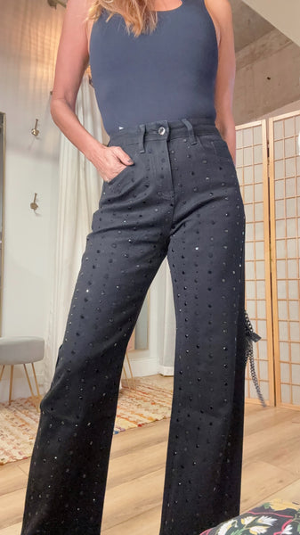 Verona Black Studded Denim