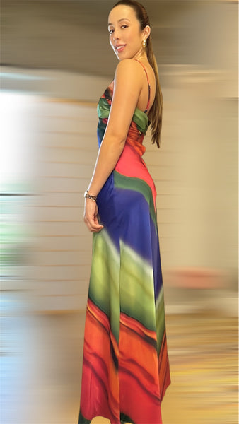 Style queen Capri multicolored slip dress