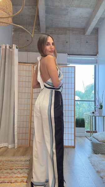 Oporto set with blue stripes detailing