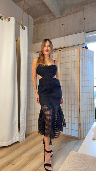 Sorte cut out dress in mesh texture