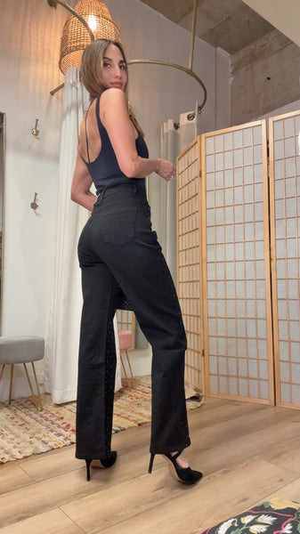 Verona Black Studded Denim