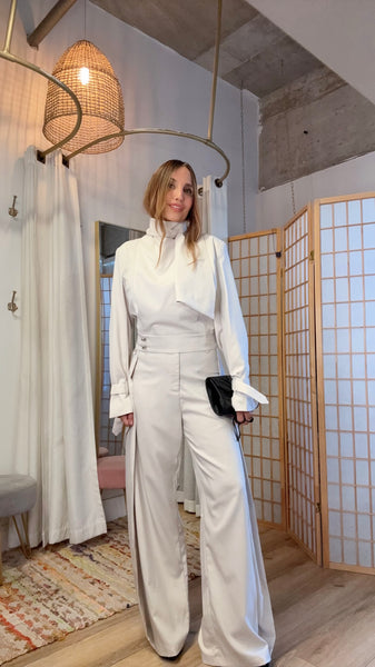 Aveline Ivory Scarf-Neck Set