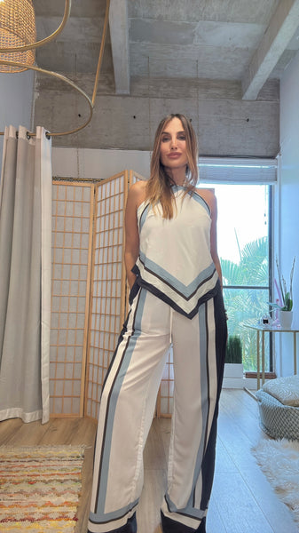 Oporto set with blue stripes detailing