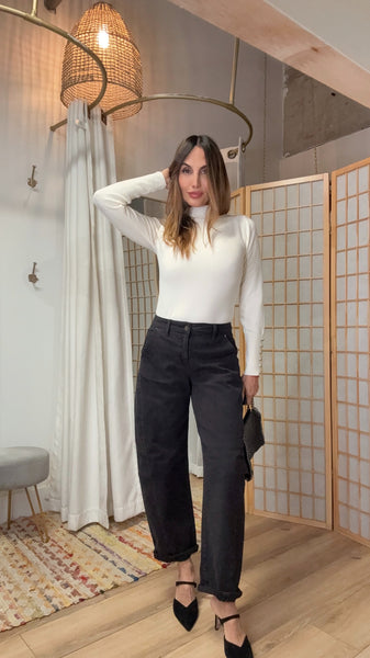 Seoul Black Barrel Jeans