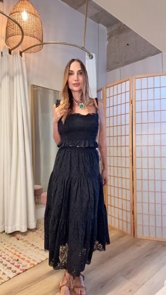 Midnight Eyelet Midi Set