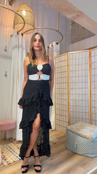 Amy crocheted and cord embellished dress