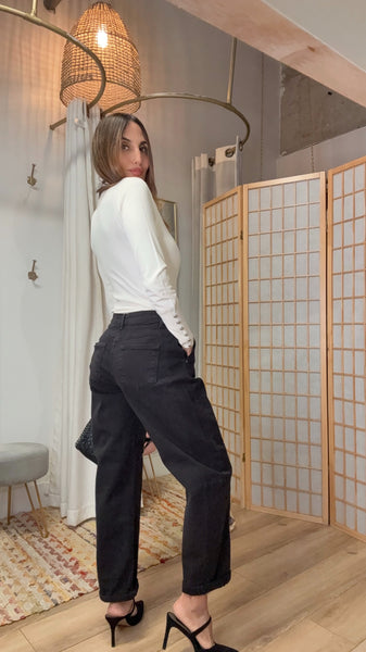 Seoul Black Barrel Jeans