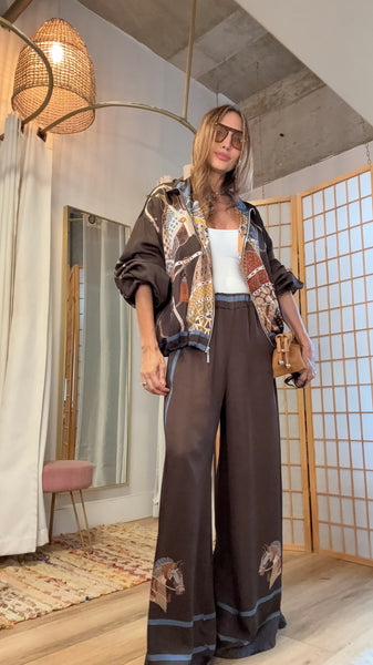 Odette Equestrian Print Pant Set
