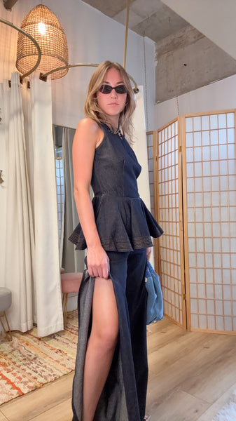 Nova Denim Peplum Set