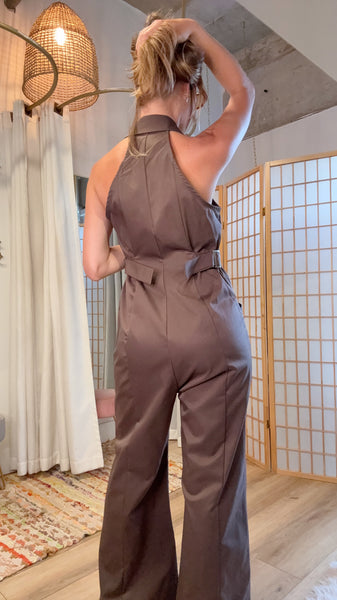 Noa Chocolate Halter Jumpsuit