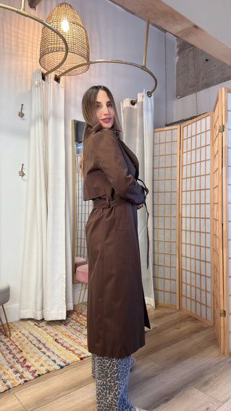Varese Chocolate Brown Trench Coat – Women’s Long Lined Coat for Fall & Winter