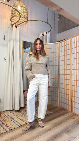 Alvara Sand Off-Shoulder Knitted Top