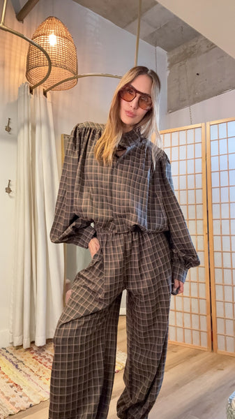 Sabine Chocolate Plaid Set