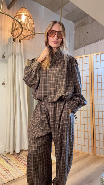 Sabine Chocolate Plaid Set