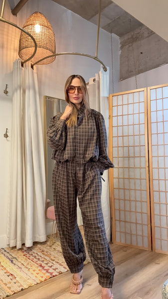 Sabine Chocolate Plaid Set
