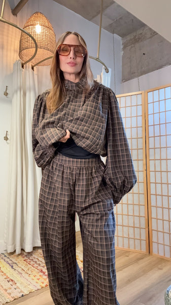 Sabine Chocolate Plaid Set