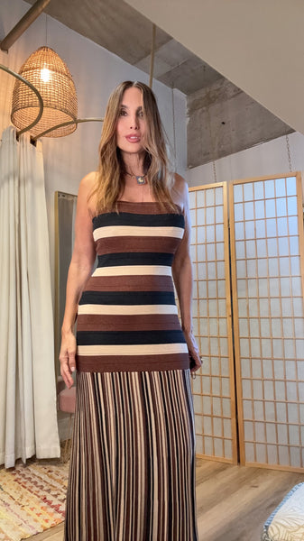 Valentina Striped Knit Maxi Dress