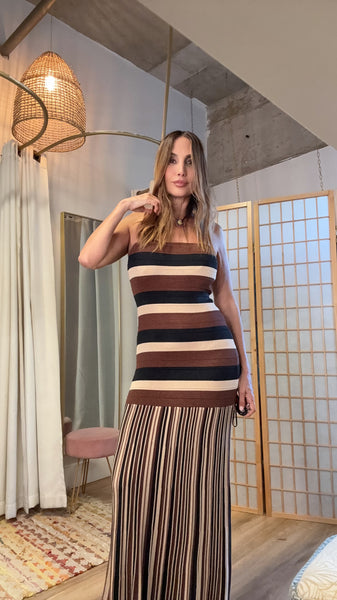Valentina Striped Knit Maxi Dress