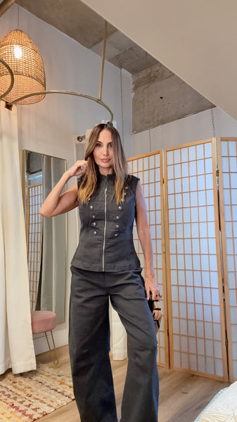 Maeve Charcoal Vest & Barrel Pant Set