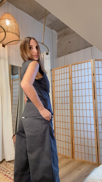 Maeve Charcoal Vest & Barrel Pant Set