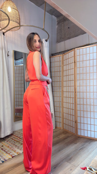 Marla Vest Pant set orange with white stripes