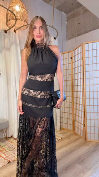 Romy Lace-Panel Maxi Dress