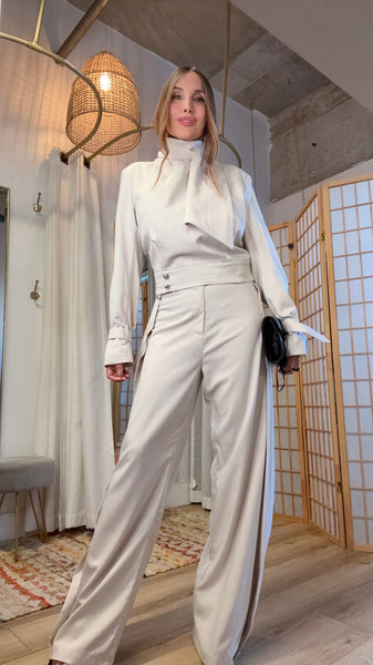 Aveline Ivory Scarf-Neck Set