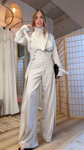 Aveline Ivory Scarf-Neck Set