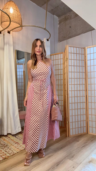 Saylor Striped Halter Maxi Dress