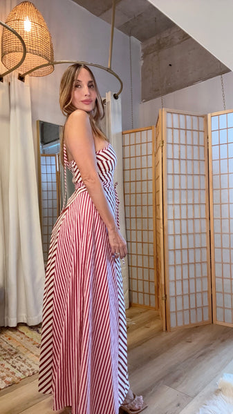 Saylor Striped Halter Maxi Dress